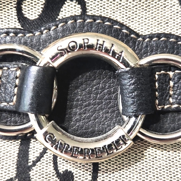 Sophia Caperelli Signature Fabric Leather Trim Shoulder Bag - Picture 8 of 16